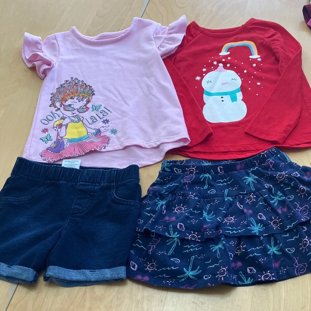Kids' Colorful‎ Clothing Set denim shorts, skort and t-shirts size 3